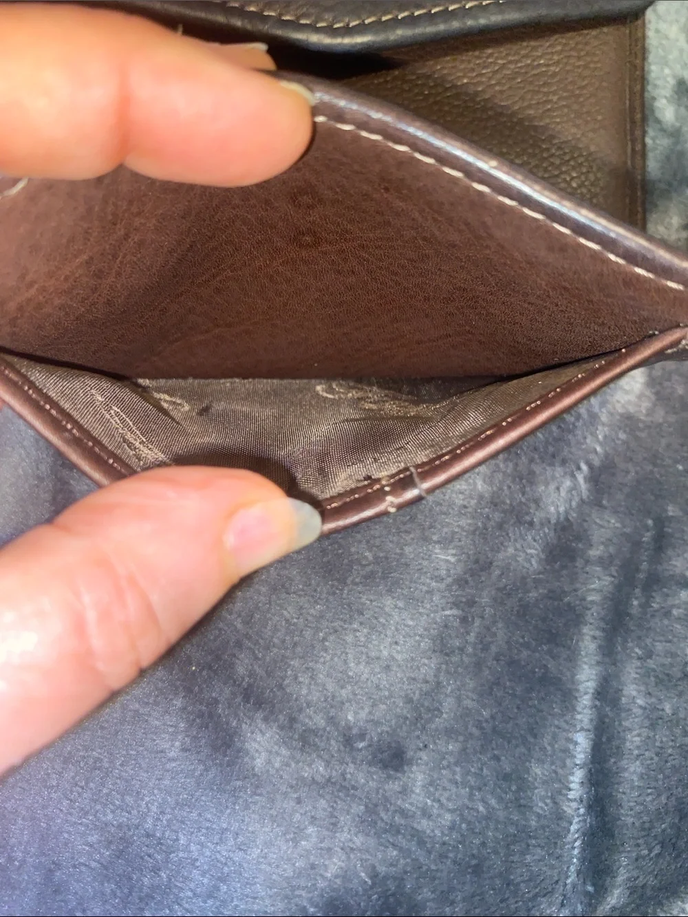 Fossil Brown Leather Trifold Wallet with Front Card Slots